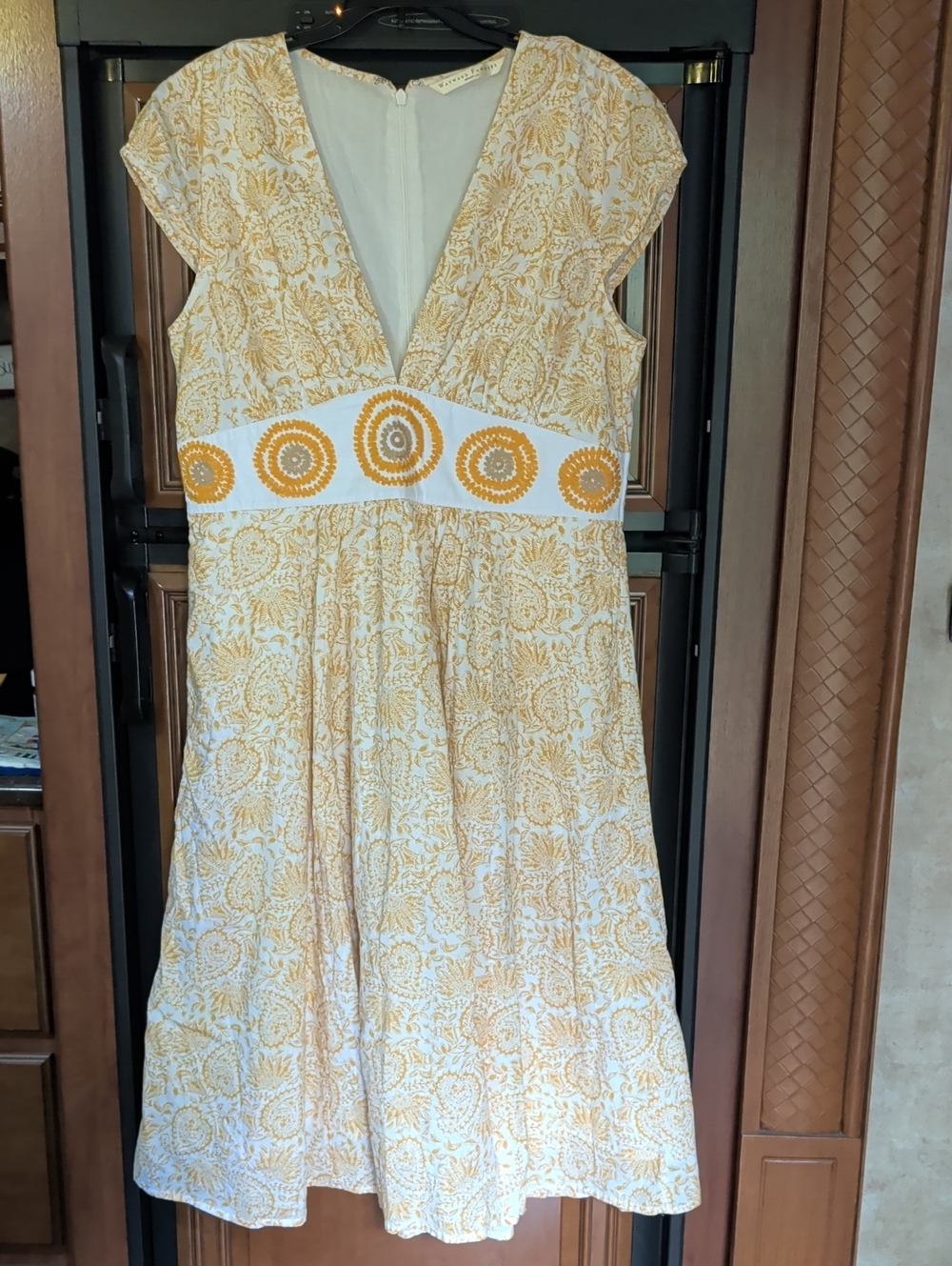 Wayward Fancies Cotton V-Neck Embroidered Waist Midi Dress